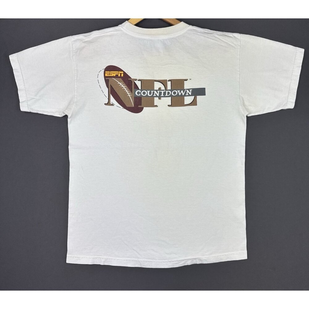 Vintage ESPN Zone NFL Countdown Rare Sports TV Promo Shirt Large White Football